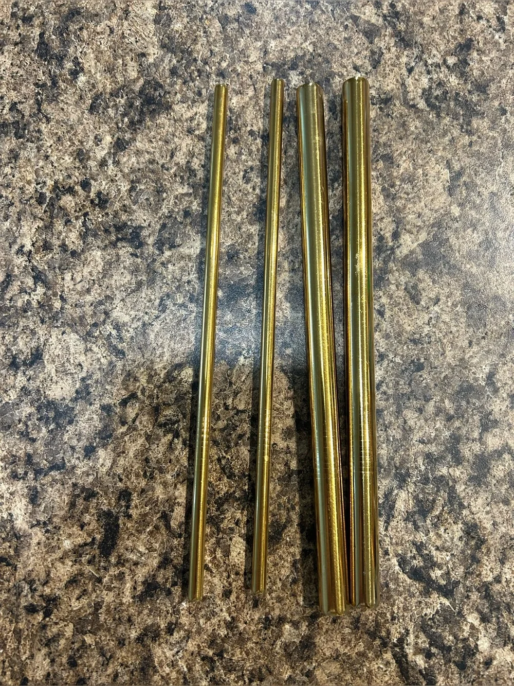 Reusable Metal Drinking Straws Set - Gold